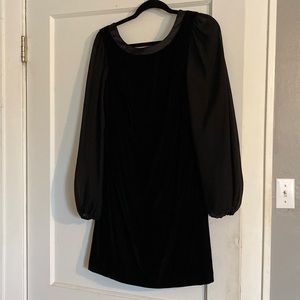 Black velvet dress with sheer sleeves